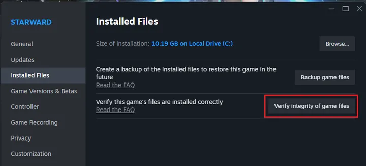 Steam の整合性チェック画面